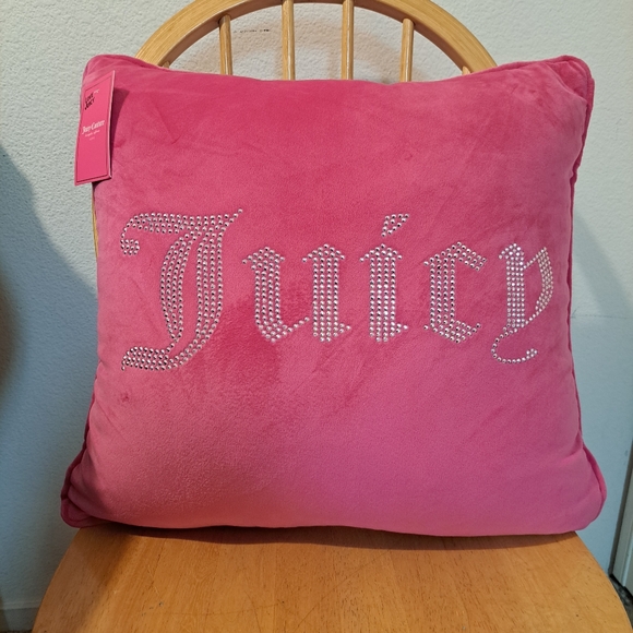 Juicy Couture Other - SOLD- Juicy Couture Hot Pink Velour Rhinestone Pillow